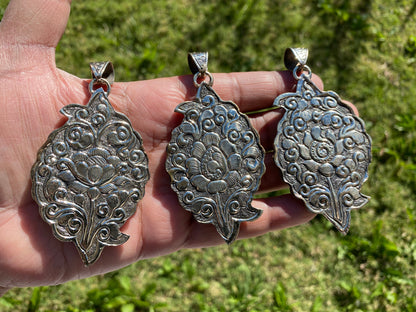 Lapis Lazuli Natural Stone Tibetan Silver Pendant, Ethnic Jewelry, Tibetan Pendant, Tribal Jewelry, Handmade Jewelry from Nepal, Birthstone