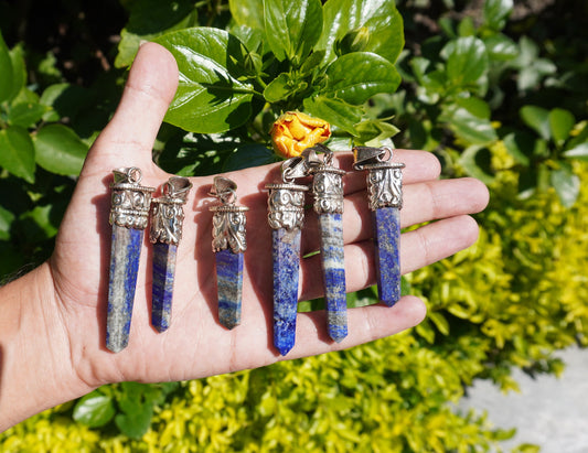 Lapis lazuli with Red Coral Tibetan Silver Pendant | Healing Pendant, Natural Gemstone, Unisex Pendant, Pointed Pendant, Handmade gift ideas