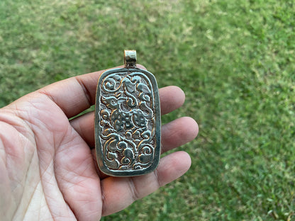 Large Meditating Buddha Tibetan Silver Pendant, Buffalo Bone Healing Yoga Jewelry, Tranquility Pendant, Unisex Pendant, Spiritual