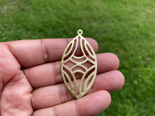 Large 54 X 28mm, Matte Gold Overlay Over Copper Bubbles Cut-Out Marquise Shaped Earrings Component, Light Weight Charm Pendant, Bridesmaids