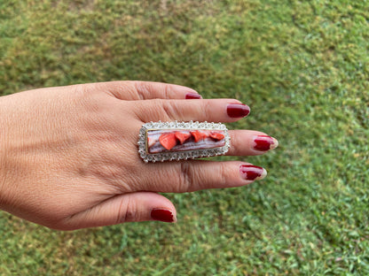 Large Adjustable Spiny Oyster Two Tone Ring, Gold Silver Overlay, Unique Design, Handcrafted Jewelry, Adjust To Fit, Contemporary Design