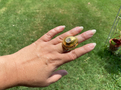 Large Adjustable Statement Druzy Ring,High Quality 18K Brushed Gold Overlay, Designer Cocktail Ring,Women Ring, Wide Band Ring,Gift for Wife