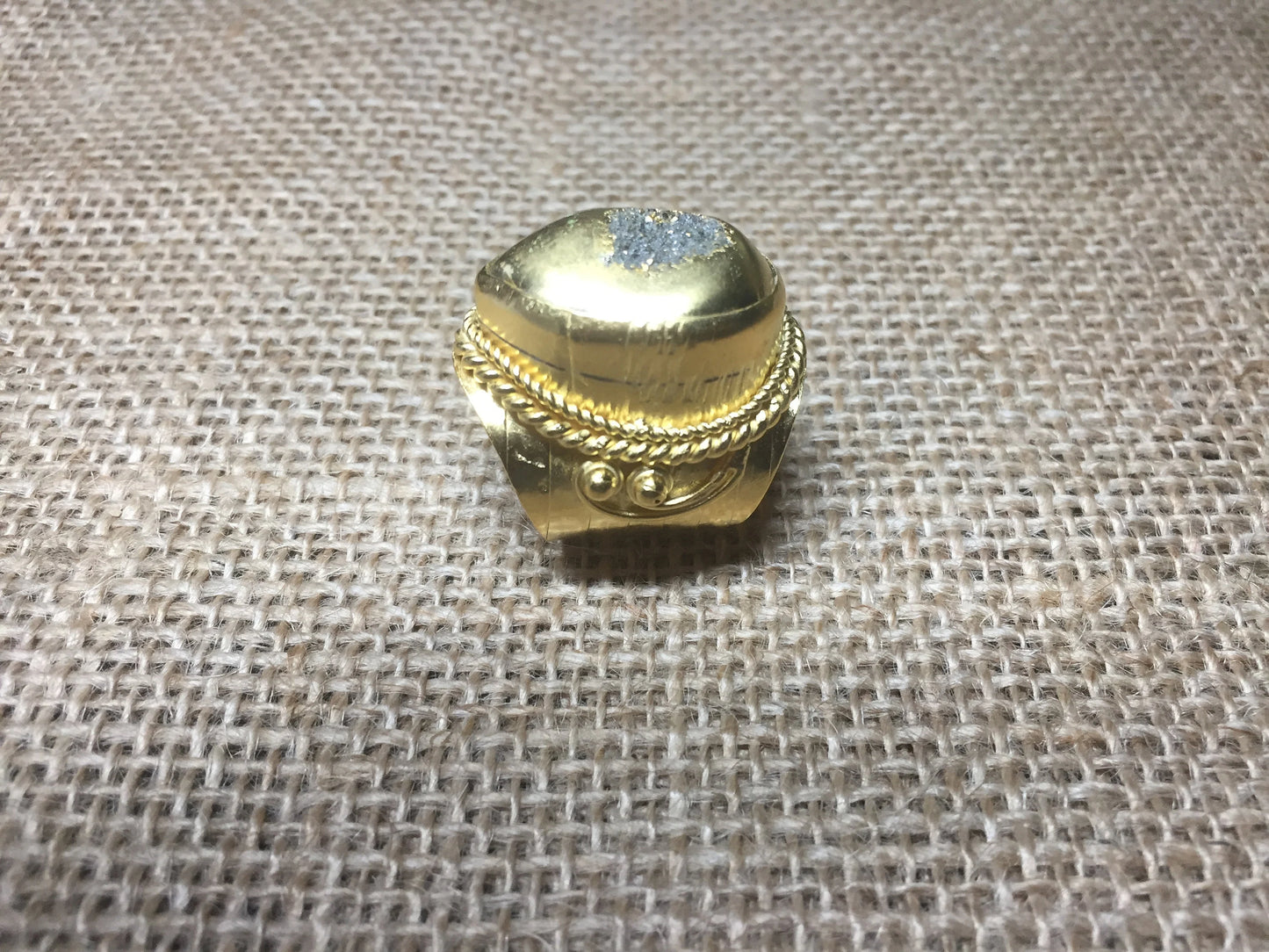 Large Adjustable Statement Druzy Ring,High Quality 18K Brushed Gold Overlay, Designer Cocktail Ring,Women Ring, Wide Band Ring,Gift for Wife