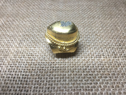 Large Adjustable Statement Druzy Ring,High Quality 18K Brushed Gold Overlay, Designer Cocktail Ring,Women Ring, Wide Band Ring,Gift for Wife