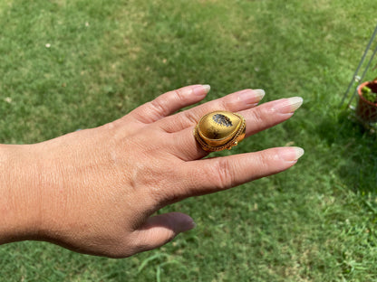 Large Adjustable Statement Druzy Ring,High Quality 18K Brushed Gold Overlay, Designer Cocktail Ring,Women Ring, Wide Band Ring,Gift for Wife
