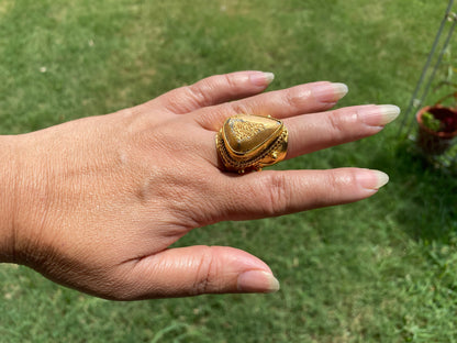 Large Adjustable Statement Druzy Ring,High Quality 18K Brushed Gold Overlay, Designer Cocktail Ring,Women Ring, Wide Band Ring,Gift for Wife