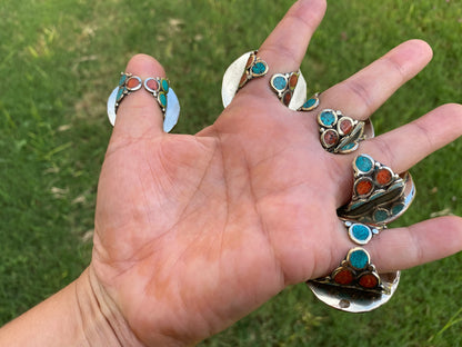 Large Adjustable Tibetan Silver Ring, Turquoise, Coral & Lapis Inlay Ring, Statement Ring, Ethnic Women Ring, Bohemian Hill Tribe Jewelry