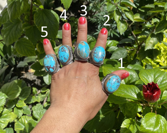 Large Adjustable Two-Tone Natural Turquoise Ring with Butterfly Design in Silver Overlay Brass | Handmade Ring, Bohemian Jewelry, Big Stone