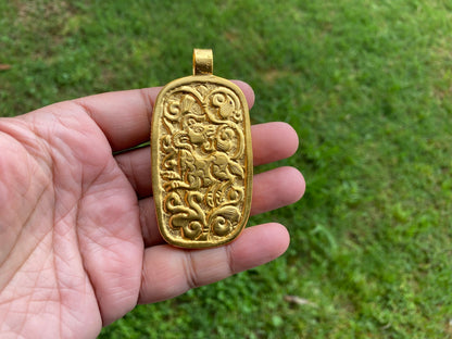 Large Black Lives Matter Carved Buffalo Bone Pendant, 18K Brushed Gold Overlay Non Tarnish, Men & Women  Jewelry, Support for Black Movement