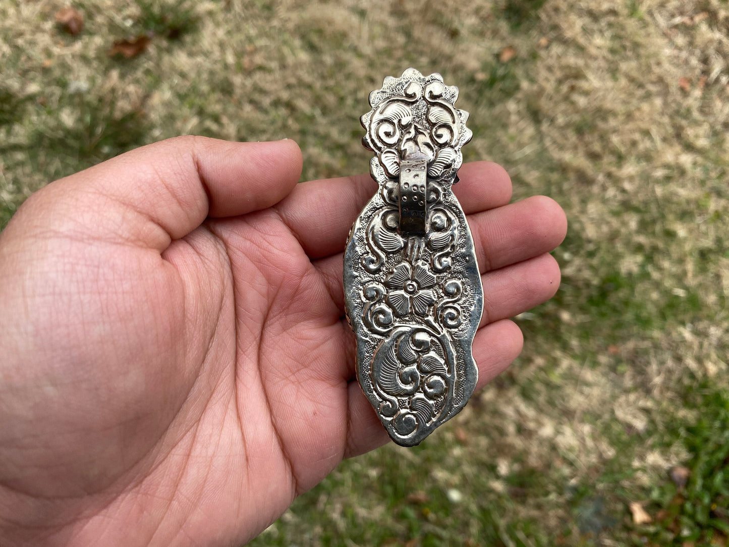 Large Bone Carved Lord Ganesh Tibetan Silver Pendant, Religious Jewelry, Remover Of Obstacles, Success Prosperity Protection Symbol