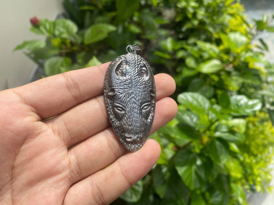 Large Bull Tibetan Silver Overlay Brass Pendant | Animal Lover's Pendant, Yak Jewelry, Boho Jewelry, Unique Wear, Hippie Pendant