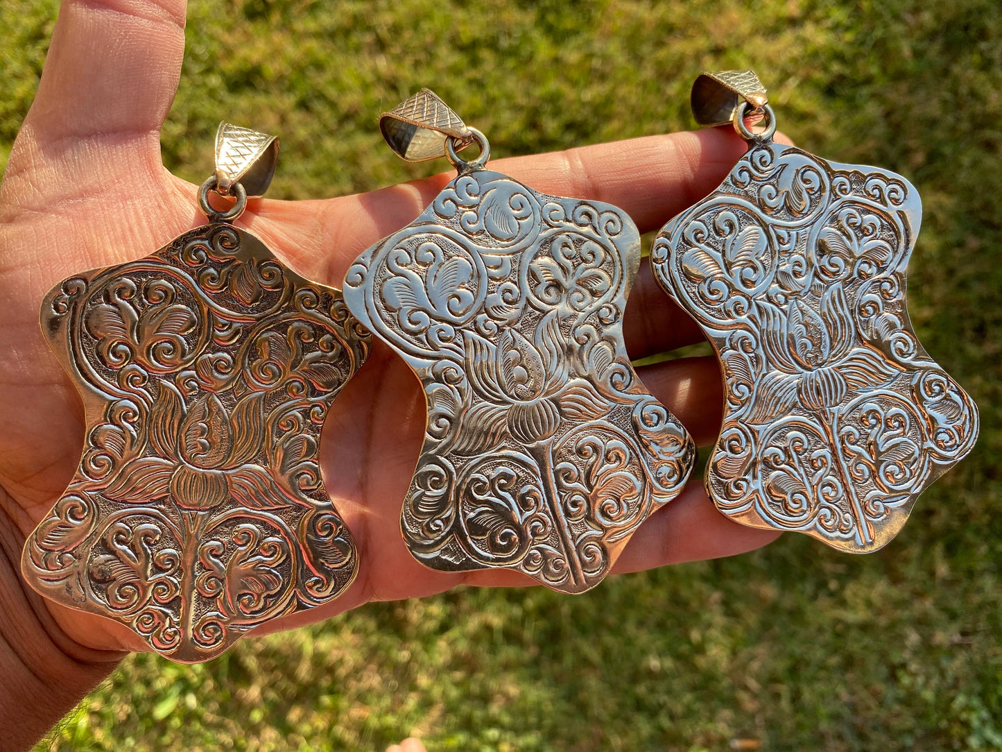 Large Dendritic Agate Pendant, Tibetan Silver Pendant, Smoky Topaz Gemstone, Tibetan Pendant, Natural Stone Pendant, Carved Ethnic Pendant