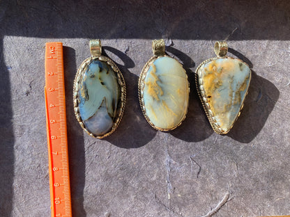 Large Dendritic Scenic Agate Natural Gemstone, Tibetan Silver Pendant, Handcrafted Jewelry, Natural Stone Jewelry, Pendant for Necklace