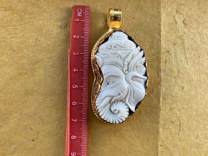 Large Ganesh Pendant, High Quality 18K Brushed Antique Gold Overlay Non Tarnish, Buffalo Bone, Ethnic Jewelry, Spiritual Unisex Pendant
