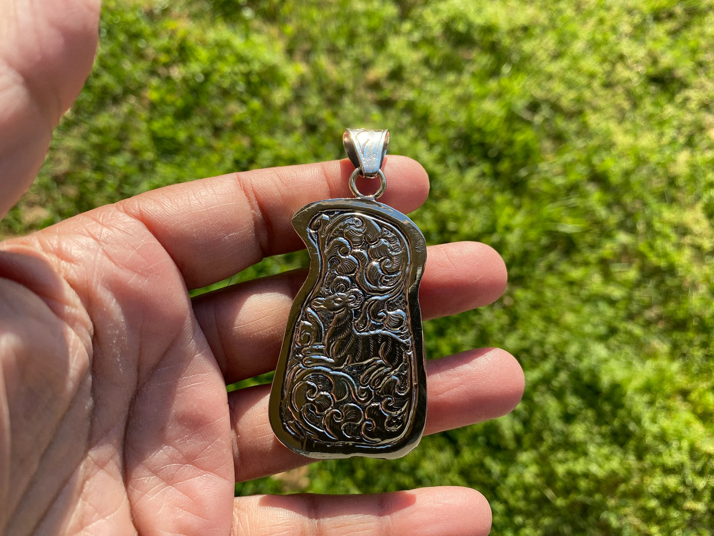 Large Grim Reaper Hand carved Bone Tibet Silver Pendant, Tribal Pendant, Ethnic Designs, Tibetan Jewelry, Jewelry for Men or Women, Boho
