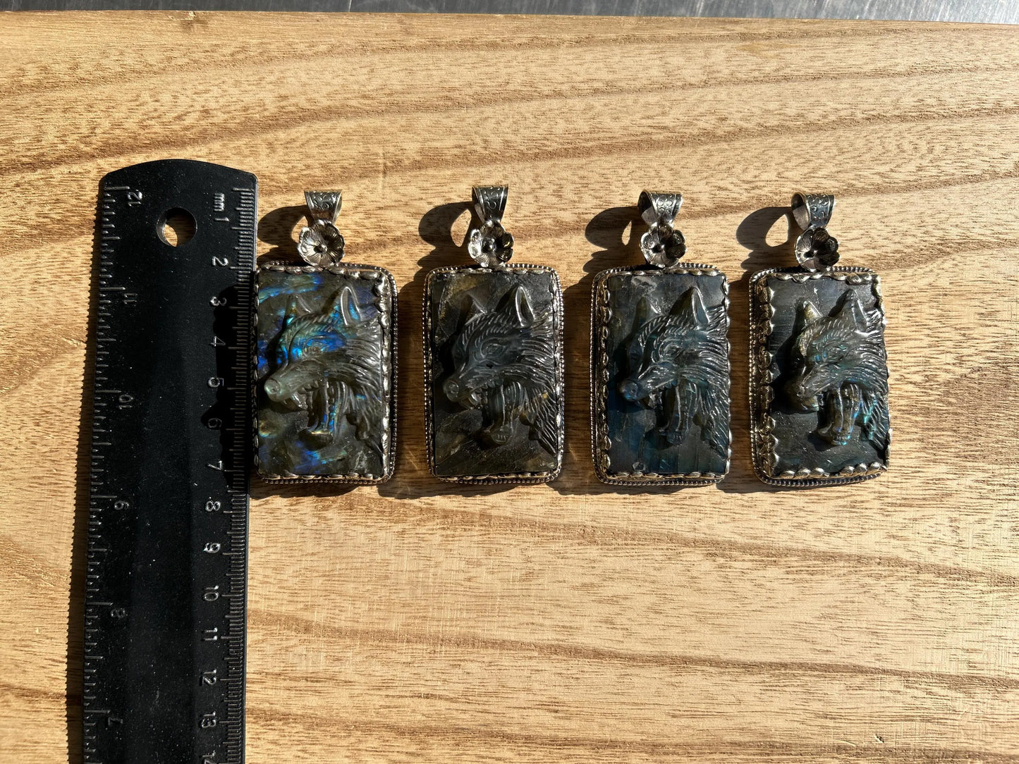 Large Hand Carved Fox Natural Labradorite Tibetan Silver Pendant, Wild Animal Pendant, Blue Labradorite, Wildlife Jewelry, Animal Pendant