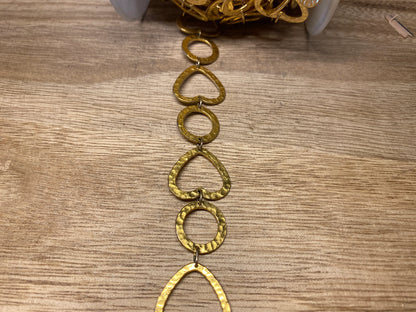 Large Heart & Circle Link Chain, Hammered High Quality, 18K Matte Gold Overlay Anti Tarnish, Open Link, Chain By The Foot,Chain for Necklace