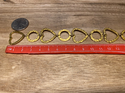 Large Heart & Circle Link Chain, Hammered High Quality, 18K Matte Gold Overlay Anti Tarnish, Open Link, Chain By The Foot,Chain for Necklace