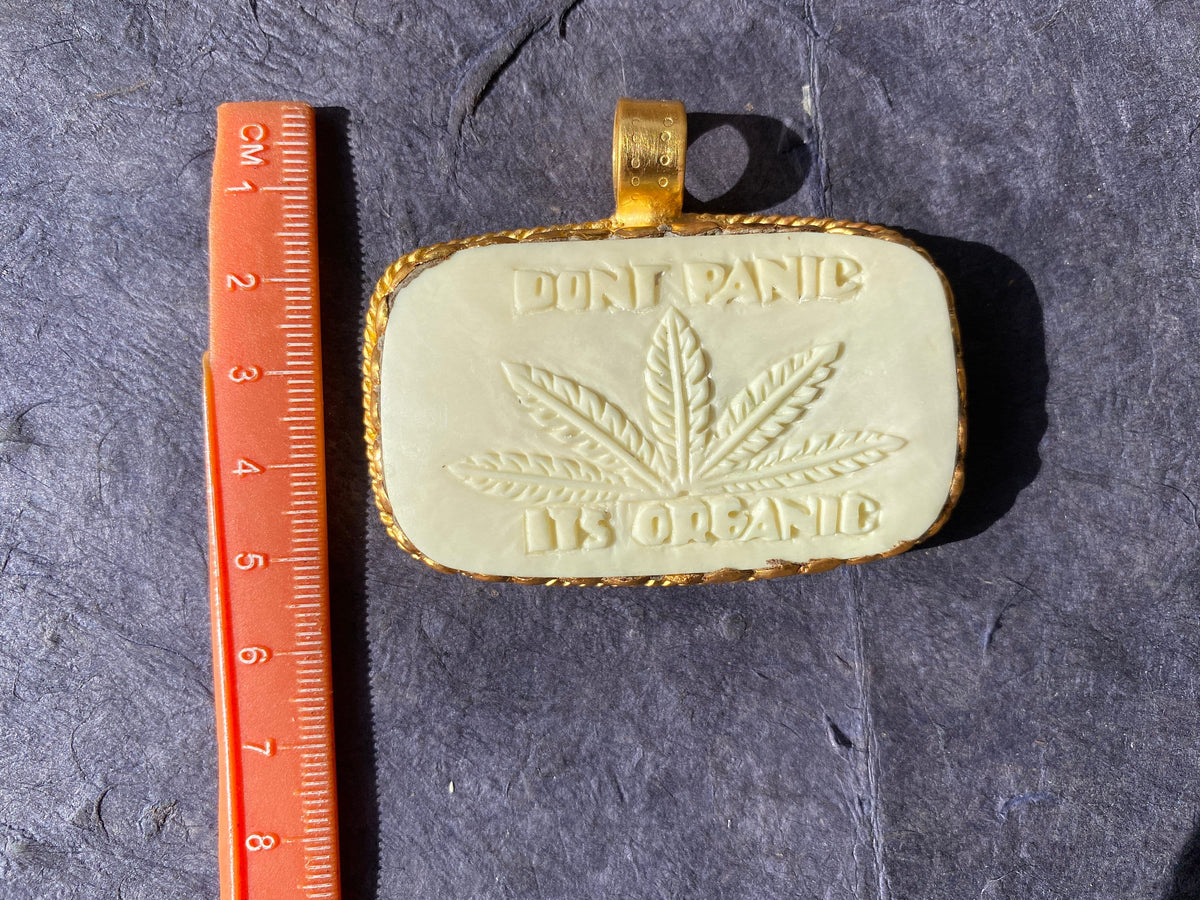 Large Marijuana Cannabis Leaf Gold Pendant, Non Tarnish High Quality 18k Brushed Gold Overlay, Carved Buffalo Bone Jewelry, Cannabis Pendant
