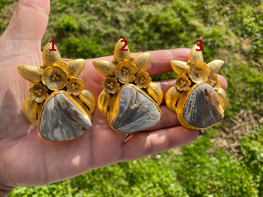 Large Natural Abalone Shell 18K Brushed Gold Overlay Pendant for Necklace, Non Tarnish Jewelry, Abalone Shell Jewelry, Sea Shell Jewelry