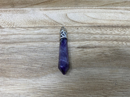Large Pointed Natural Gemstones Pendant, Tibetan Silver, Crystal/Lapis or Amethyst Natural Stone, Pendant for Necklace,Healing Stones, Yoga