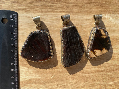 Large Raw Amber Slab Tibetan Silver Pendant, Fossilized Amber Jewelry, Ancient Style Amber Pendant, Earthy Bohemian Jewelry, Jewelry Gift