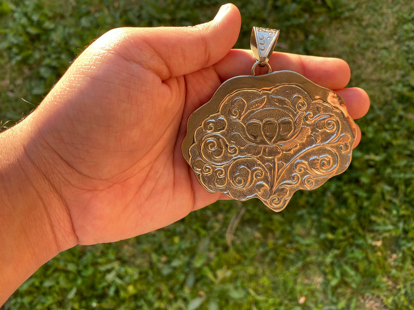 Large Skull Zodiac Libra Carved Buffalo Bone Tibetan Silver Pendant, Christmas Gift, Halloween Jewelry, Skeletons Pendant, Ancient Symbol