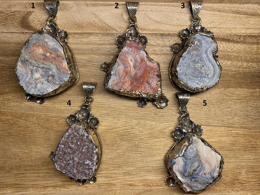 Large Tibetan Silver Pendant, Natural Druzy, Handcrafted Around, Animal Carving , Relaxation, Stress Relief, Healing, Meditation Jewelry