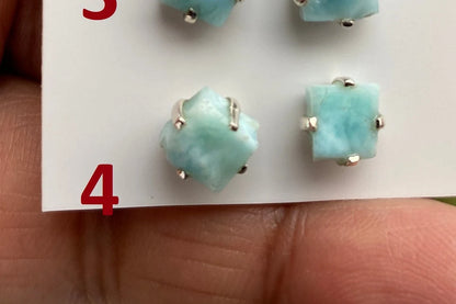 Tiny Rough Larimar Sterling Silver Stud Earrings, Larimar Earring, Larimar Jewelry, Raw Larimar Stone, Raw Larimar Slab, Raw Larimar Crystal