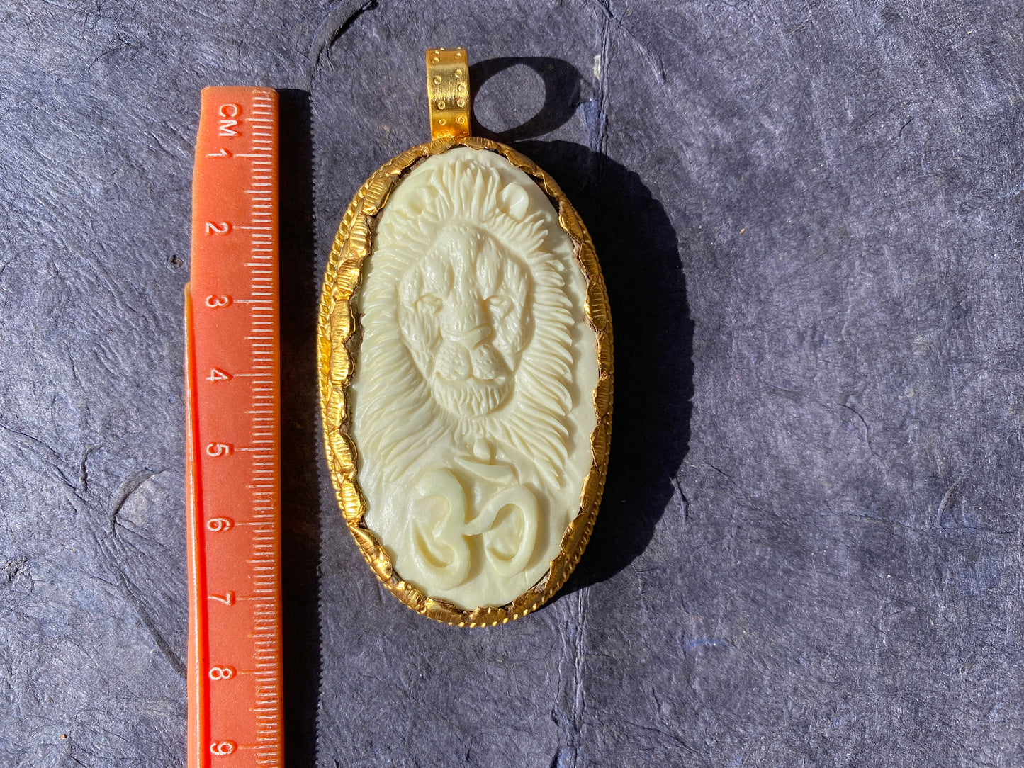 Leo Zodiac Symbol with Om, Bone 18k Matte Gold Overlay with Anti Tarnish Pendant, Horoscope Pendant, Zodiac Sign, Unisex, Astrology Jewelry