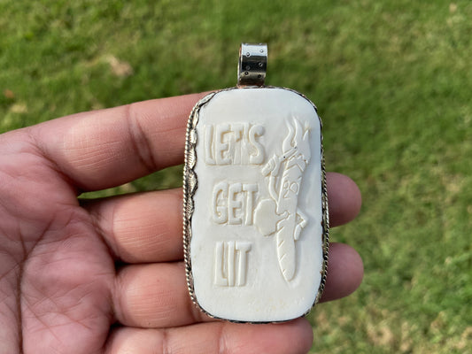 Lets Get Lit Marijuana Joint Bone Pendant, Tibetan Silver, Marijuana Lovers Jewelry, Cannabis Stoner, Weed Blunt Jewelry, Funny Gift