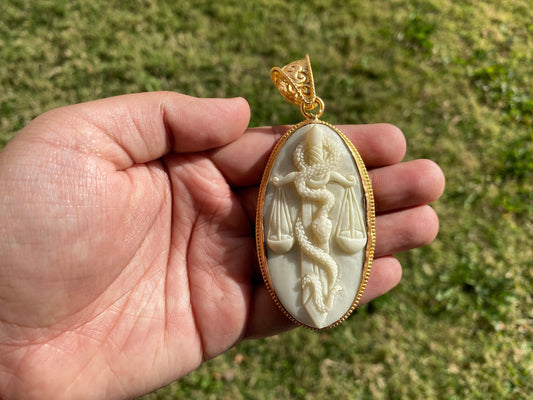 Libra Zodiac Carved Bone Pendant, 18k Brushed Gold Overlay with Anti Tarnish, Horoscope Pendant, Zodiac Sign Jewelry,  Libra Birthday Gift,
