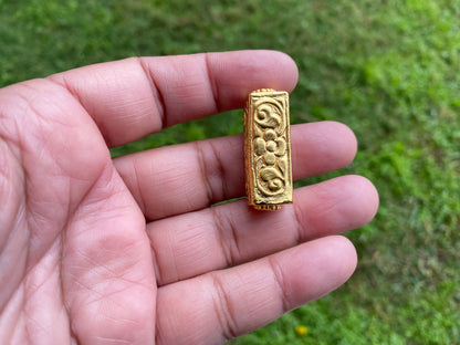 Light Weight Gold Bead, High Quality 18K Brushed Gold Overlay, Non Tarnish, Focal Bead, Boho Bead for Necklace, Ethnic Bead, Himalayan Bead