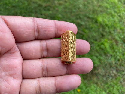 Light Weight Gold Bead, High Quality 18K Brushed Gold Overlay, Non Tarnish, Focal Bead, Boho Bead for Necklace, Ethnic Bead, Himalayan Bead