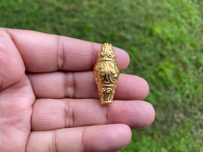 Light Weight Gold Bead, High Quality 18K Brushed Gold Overlay, Non Tarnish, Focal Bead, Boho Bead for Necklace, Ethnic Bead, Himalayan Bead