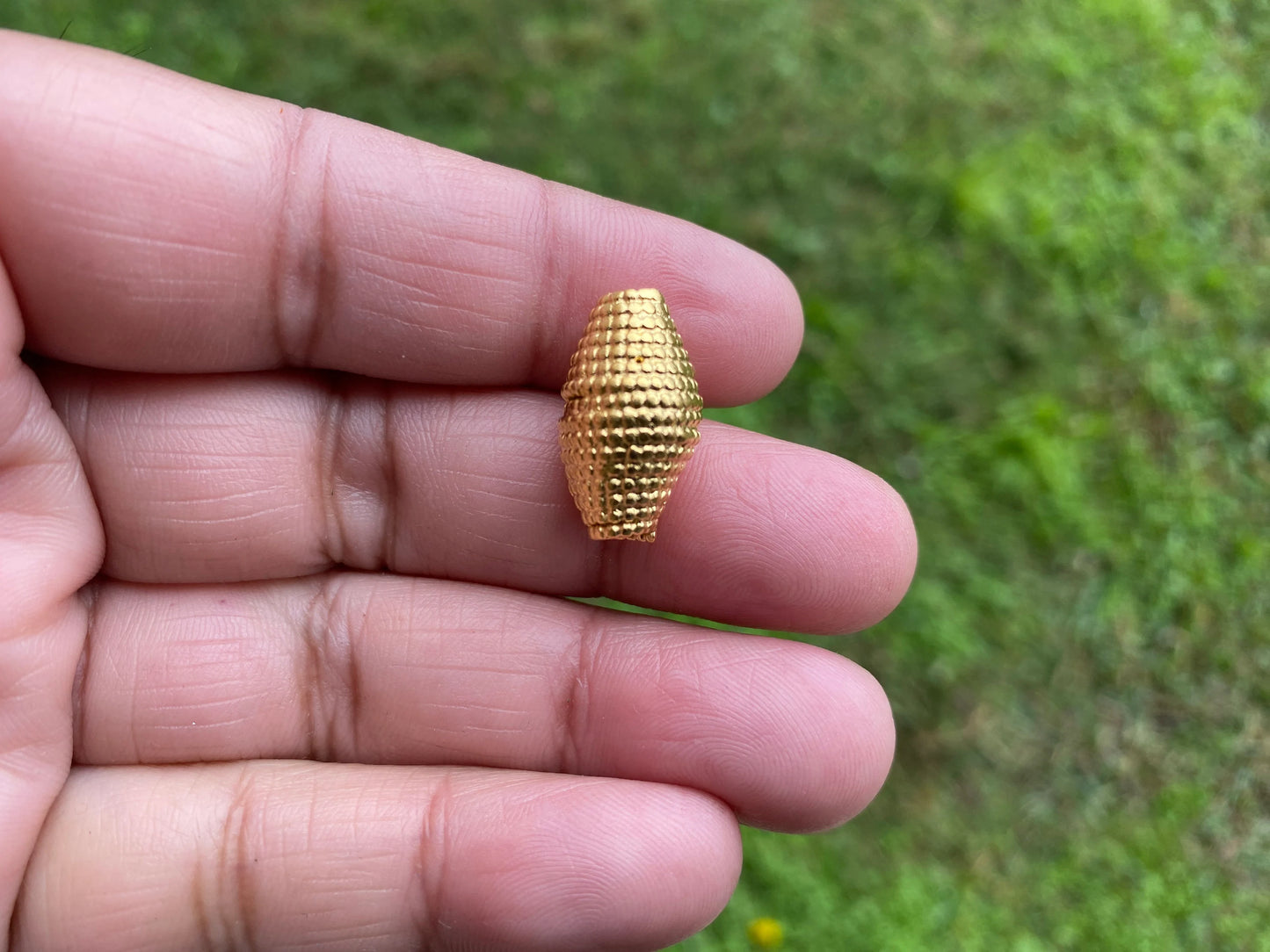 Light Weight Gold Bead, High Quality 18K Brushed Gold Overlay, Non Tarnish, Focal Bead, Boho Bead for Necklace, Ethnic Bead, Himalayan Bead