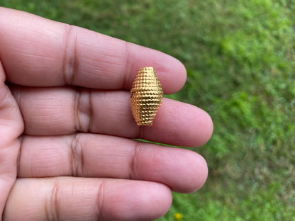 Light Weight Gold Bead, High Quality 18K Brushed Gold Overlay, Non Tarnish, Focal Bead, Boho Bead for Necklace, Ethnic Bead, Himalayan Bead