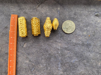Light Weight Gold Bead, High Quality 18K Brushed Gold Overlay, Non Tarnish, Focal Bead, Boho Bead for Necklace, Ethnic Bead, Himalayan Bead