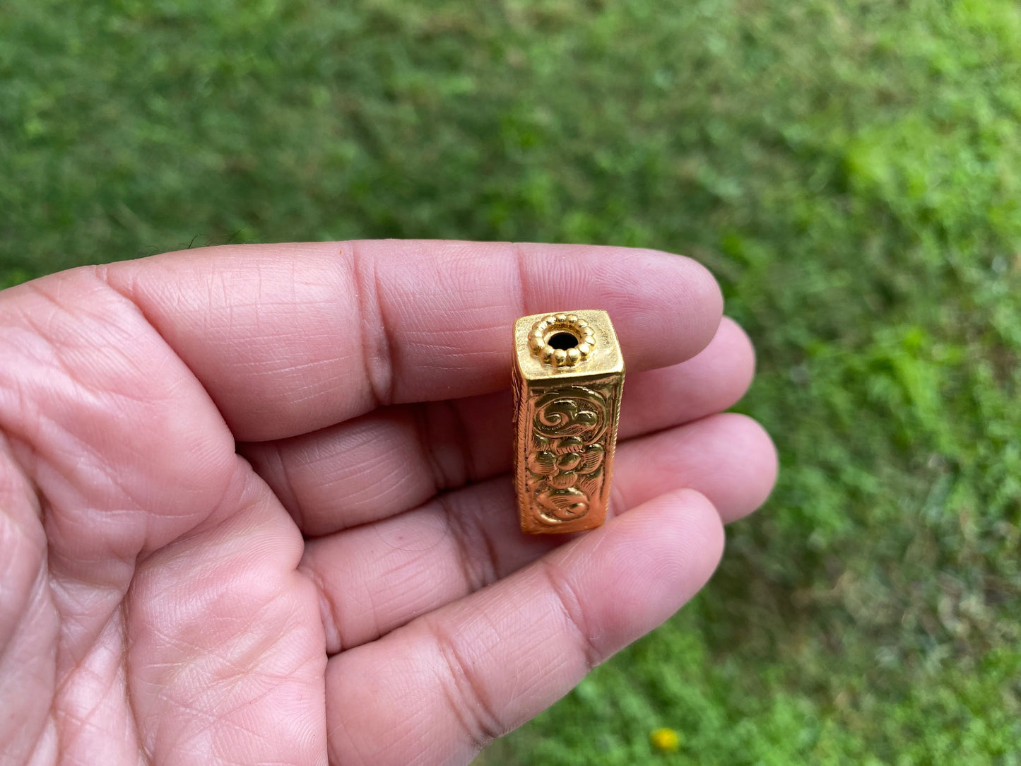 Light Weight Gold Bead, High Quality 18K Brushed Gold Overlay, Non Tarnish, Focal Bead, Boho Bead for Necklace, Ethnic Bead, Himalayan Bead