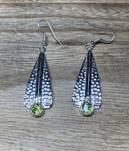 Light Weight Silver Overlay Earrings, Natural Gemstone, Faceted Blue Topaz, Peridot, Moonstone, Black Onyx, Amethyst, Birthstone Earring