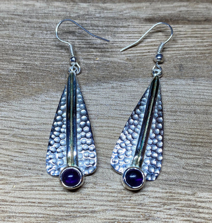 Light Weight Silver Overlay Earrings, Natural Gemstone, Faceted Blue Topaz, Peridot, Moonstone, Black Onyx, Amethyst, Birthstone Earring