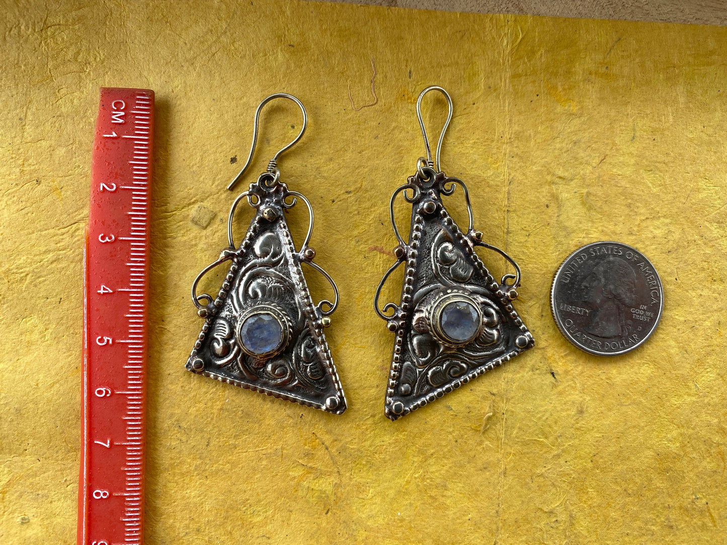 Light Weight Tibetan Silver Earrings, Citrine or Moonstone Gemstone, Birthstone Earring, Birthday Gift, Dangle Earrings, Bridesmaid Jewelry