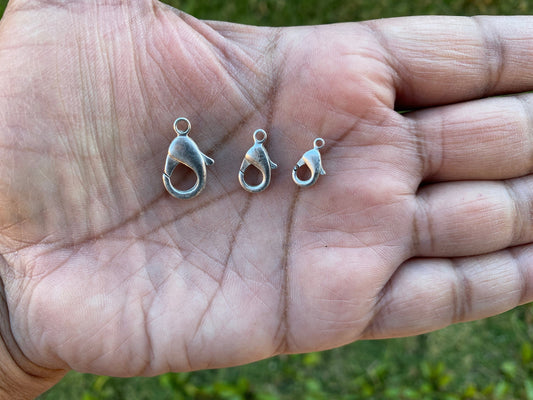 Lobster Clasps High Quality Brushed Silver Overlay with Anti Tarnish, Large, Medium or Small Claw Clasp, Necklace Closures, Jewelry Findings