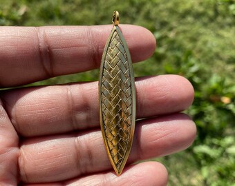 Long Leaves Charm for Earrings or Necklace Pendant, Non Tarnish Brushed Gold Overlay, Earring Components, Jewelry Making Findings, Leaf