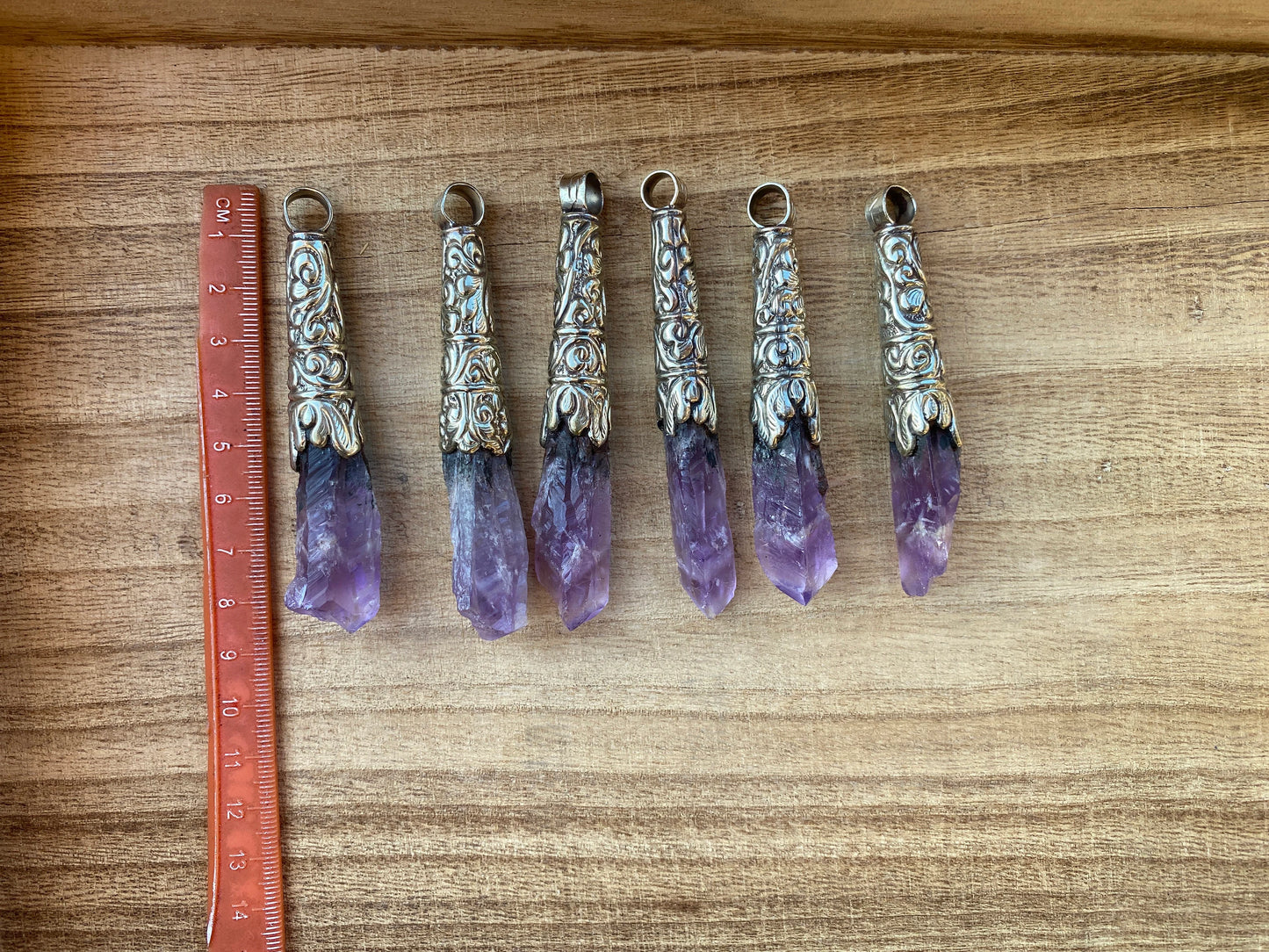 Long Shape Raw Amethyst Tibetan Silver Pendant, Natural Stone, Healing Crystal, Fashion Statement, Crystal Vibrations, Purple Crystal