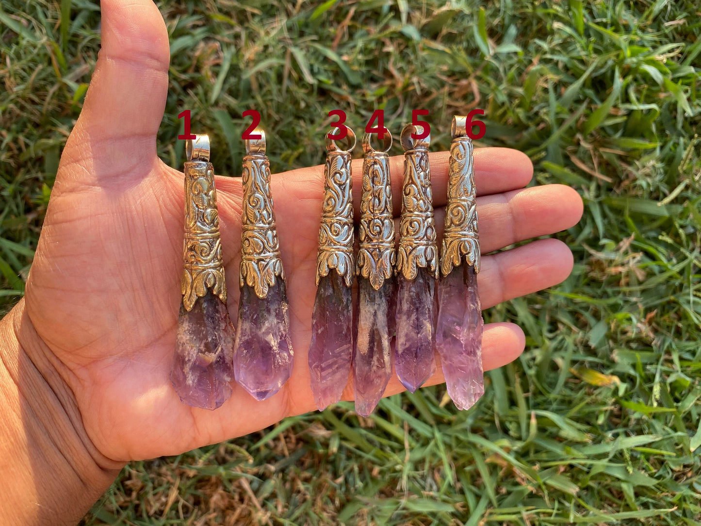 Long Shape Raw Amethyst Tibetan Silver Pendant, Natural Stone, Healing Crystal, Purple Crystal, Energy Stone, Spiritual Jewelry, Boho Chic
