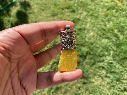 Long Shapes Raw Baltic Amber Tibetan Silver Pendant, Amber jewelry, Amber Jewelry, Rough Amber, Genuine Baltic Amber, Metaphysical, Bohemian