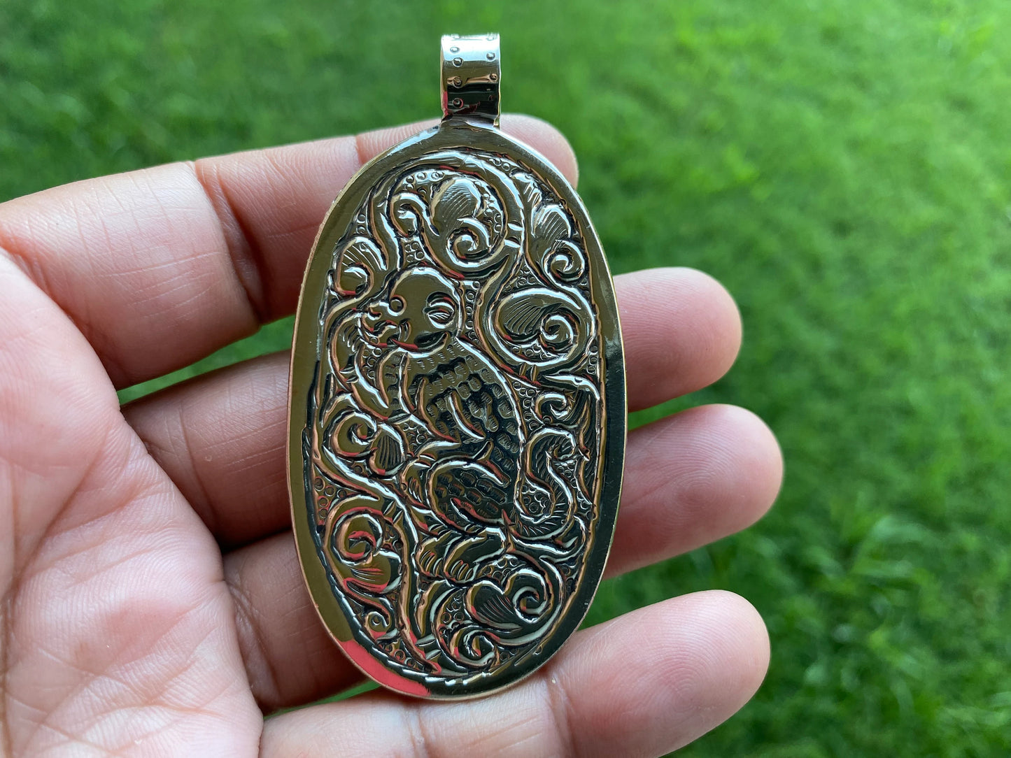Lord Krishna Pendant, Carved Buffalo Bone made with Tibetan Silver, Bal Gopal, Hindu God Amulet, Protection Charm, Universal Love, Krisna,