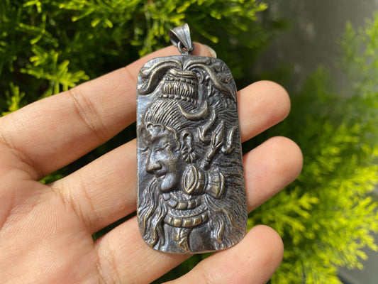 Lord Shiva Brass Pendant, Powerful Amulet, for Men and Women, Silver Overlay Pendant, Hindu God, Mystical Strength, Spiritual Pendant.