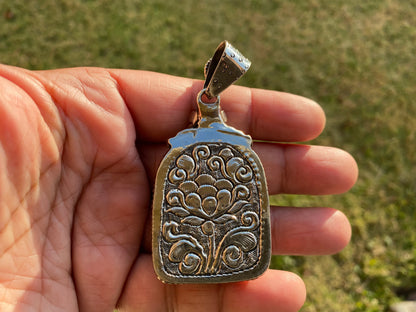 Maitreya Buddha Stabilized Turquoise with Coral Gemstone Tibetan Silver  Pendant, Buddhist Jewelry, Buddhist Amulet, Spiritual Jewellery